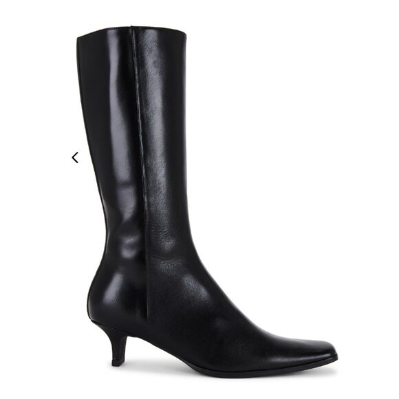 Jeffrey Campbell Intrepid Boots in Black knee high kitten heel leather